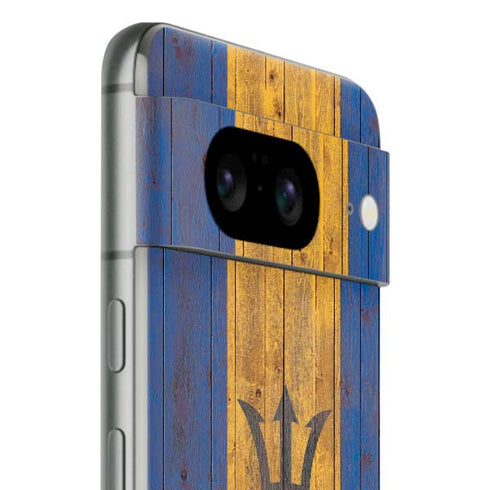 Barbados Flag Dark Wood Google Pixel 8 Skin